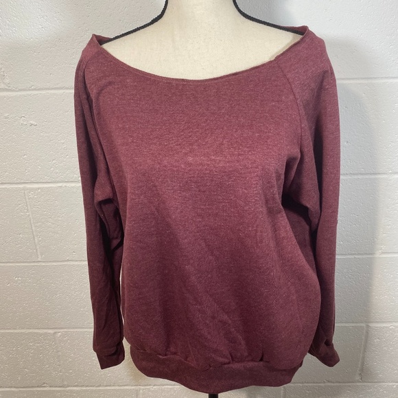 OTL Burgundy Cropped Long Sleeve Sweatshirt - Picture 1 of 7